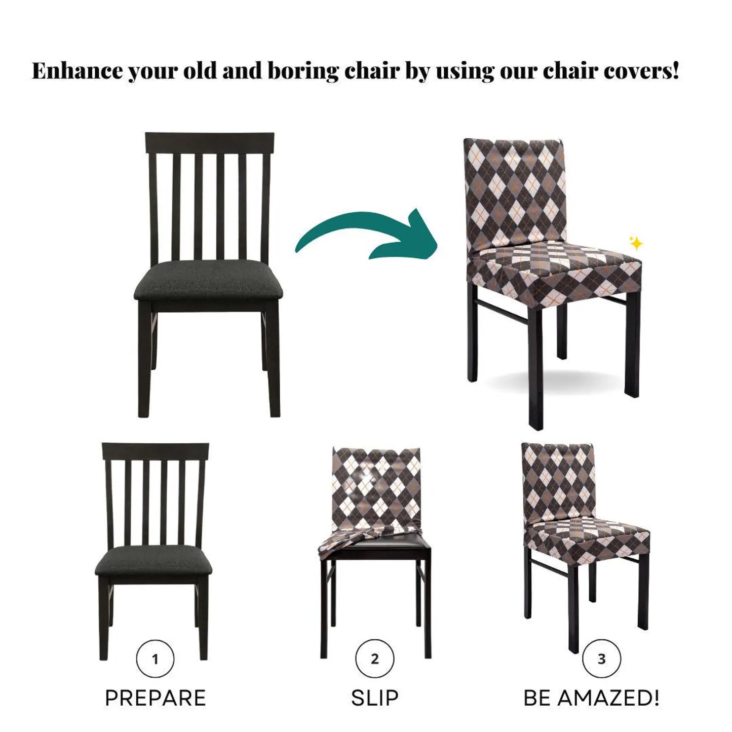 Slipcover For Dining Chairs, Washable Printed Chair Covers